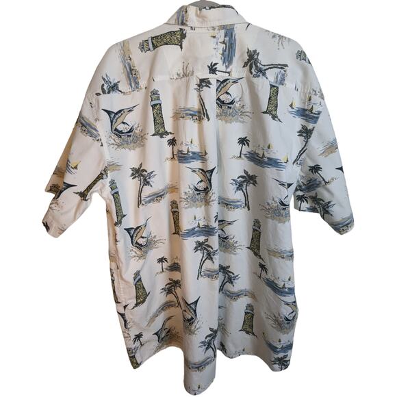Michael Austin Rugged Wear Lighthouse Print Shirt Size XXL 100% Cotton Coastal - Picture 2 of 13
